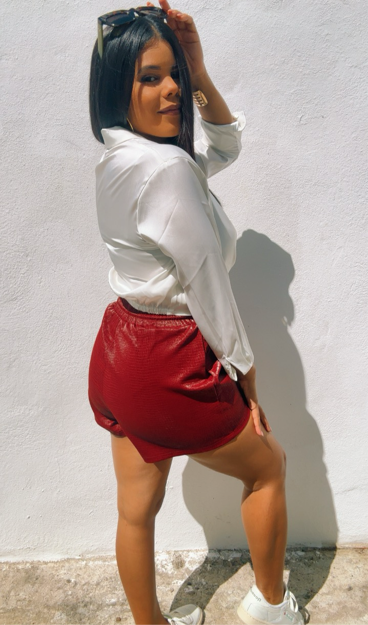 Burgundy leather pants